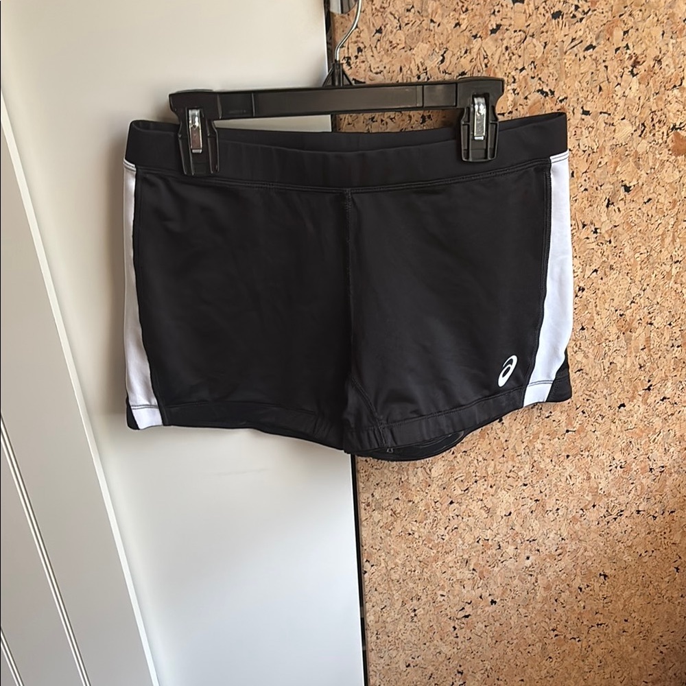 Asics Women's Black and White Athletic Shorts